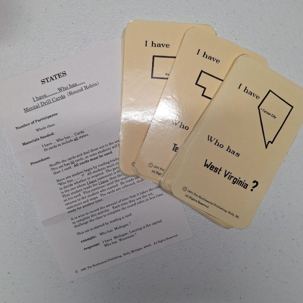 1991 State Capitol Flashcards Pat Huellmantel Michigan Homeschool Study Class